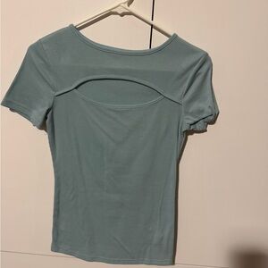 SHEIN Teal Cutout Short Sleeve Top